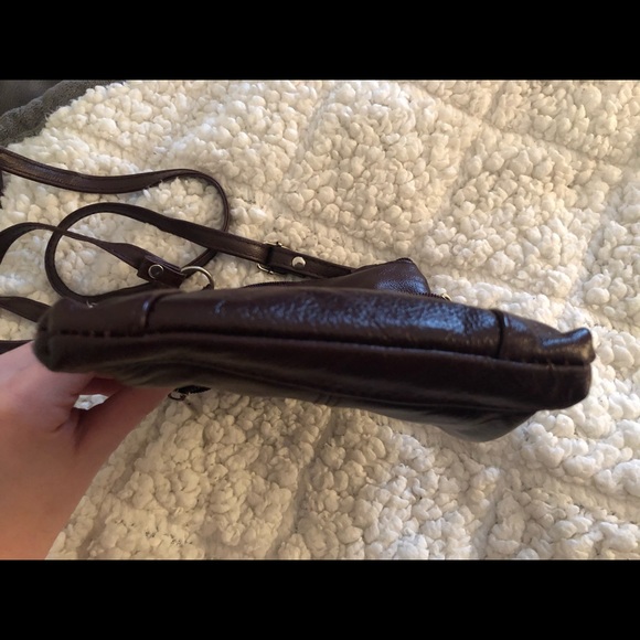 Maroon Leather Crossbody Bag with Adjustable Strap - Picture 6 of 7